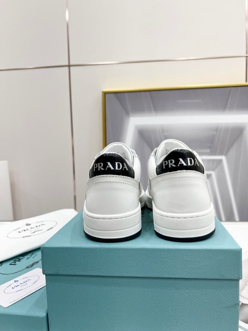 Prada Downtown Perforated Sneakers White/Black For Women 1.2in/30mm PRD 1E792M_3LJ6_F0964_F_030
