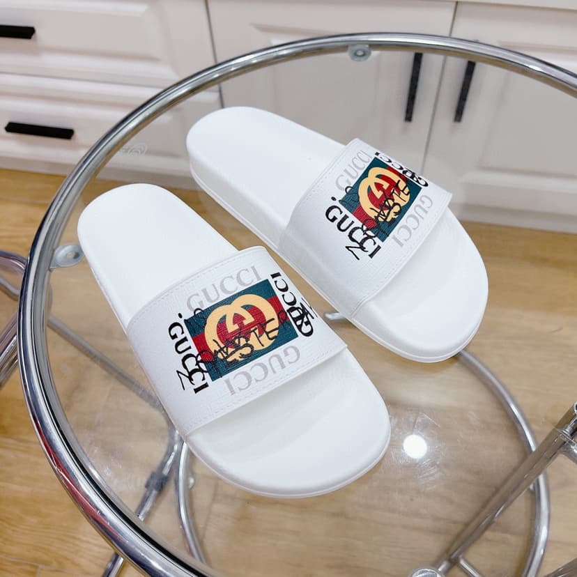 Gucci Men's Slide Sandal With GG Web White For Men 407345