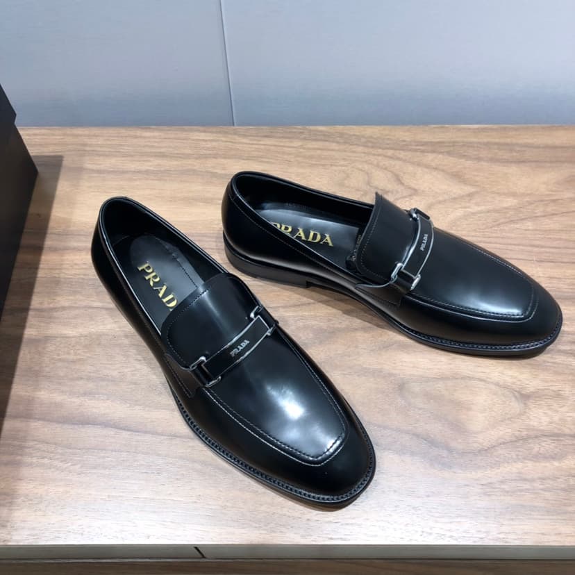 Prada Brushed Loafers Black For Men 1in/25mm PRD