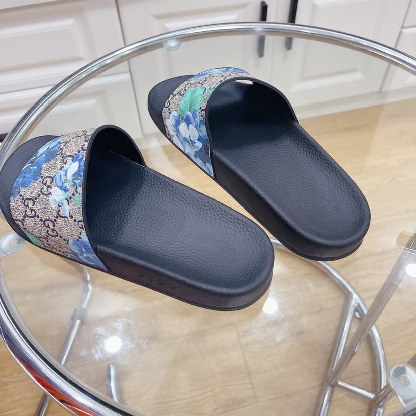 Gucci Men's Slides Bloom Print Blue For Men 408508 G2200