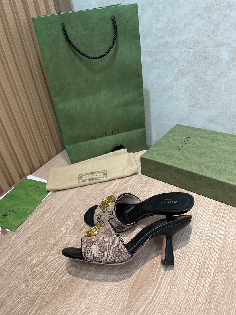 Gucci Double G Slide Sandal Chevron Matelasse Black For Women GG 674839