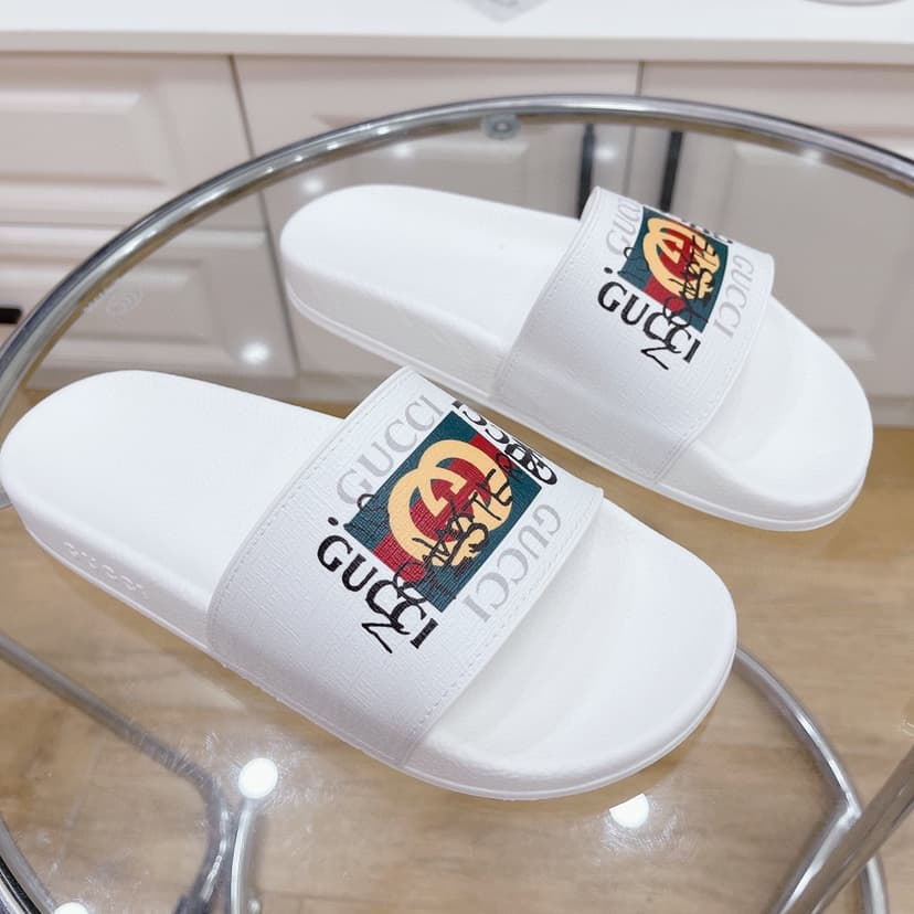 Gucci Men's Slide Sandal With GG Web White For Men 407345