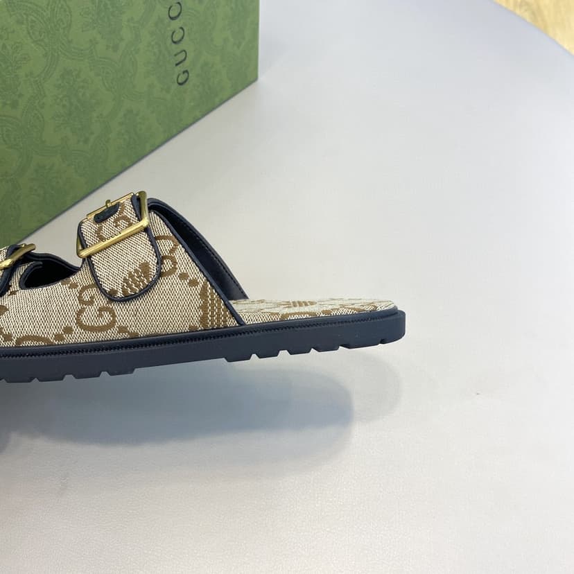 Adidas x Gucci Men's GG Slide Sandals With Strap Beige For Men ‎658020