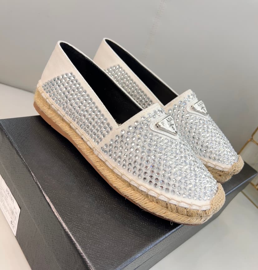 Prada Espadrillas With Crystals White For Women 0.8in/20mm PRD