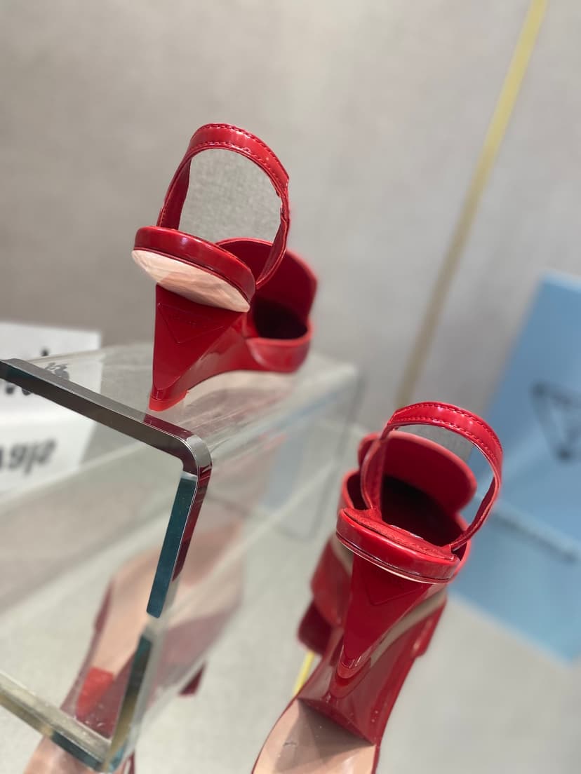 Prada Brushed Slingback Pumps Red For Women 2.6in/65mm PRD