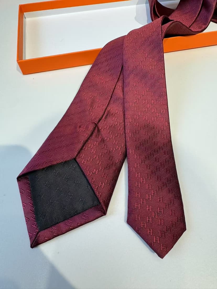 Hermes Faconnee H Tie Red For Men