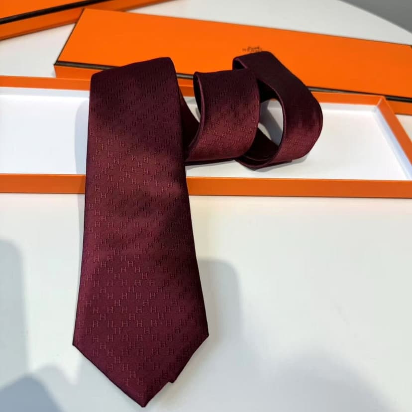 Hermes Faconnee H Tie Red For Men