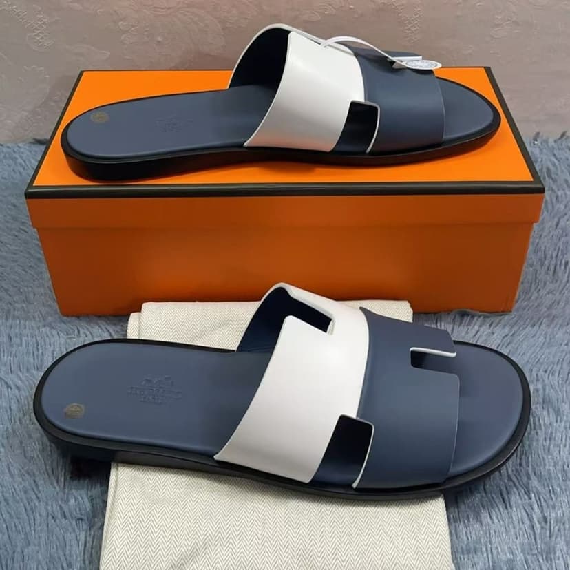Hermes Izmir Sandal Navy Blue/White For Men