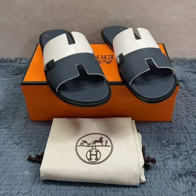 Hermes Izmir Sandal Navy Blue/White For Men