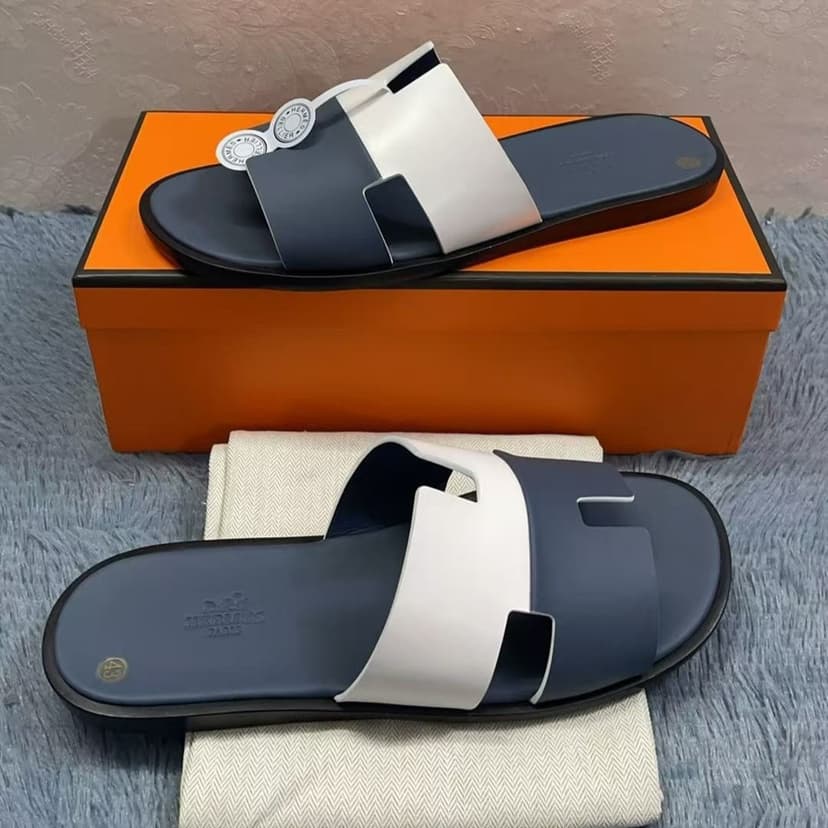 Hermes Izmir Sandal Navy Blue/White For Men