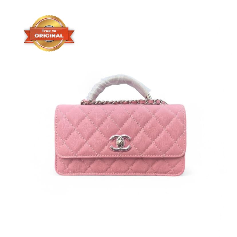 [True-to-ORIGINAL] Chanel Clutch With Chain Pink 7.3in/18.5cm For Women