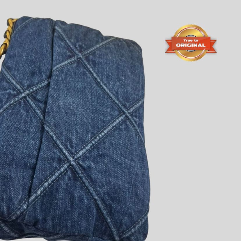 [True-to-ORIGINAL] Chanel 19 Handbag Denim Blue For Women 10.1in/26cm AS1160 B02876 N6832