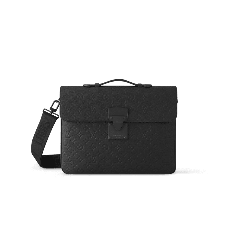 Louis Vuitton S-Lock Briefcase Taurillon Monogram Black For Men, Men's Bags, Shoulder And Crossbody Bags 14.6in/37cm LV M20835