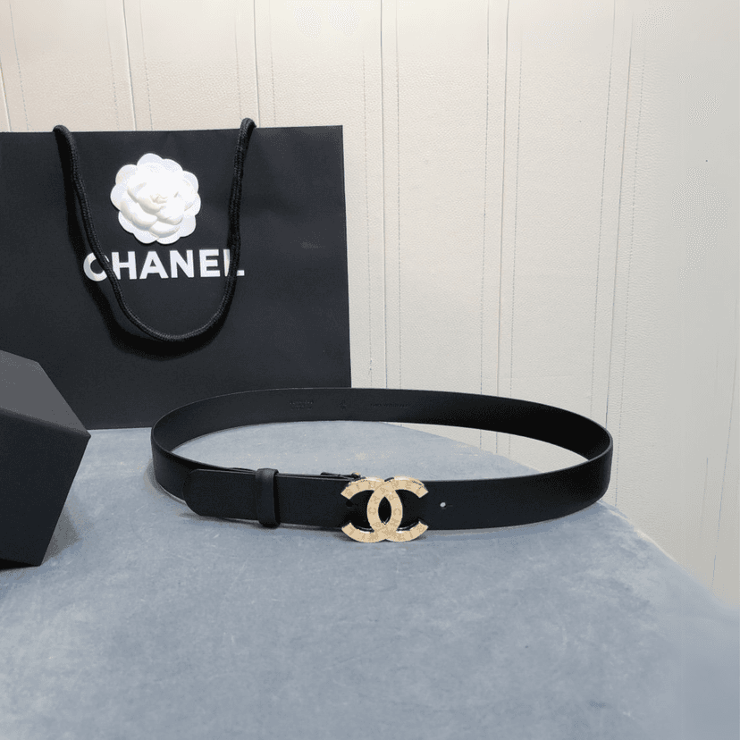 Chanel Belt With Double C Buckle Black With Full Gold Toned Hardware Women Belt