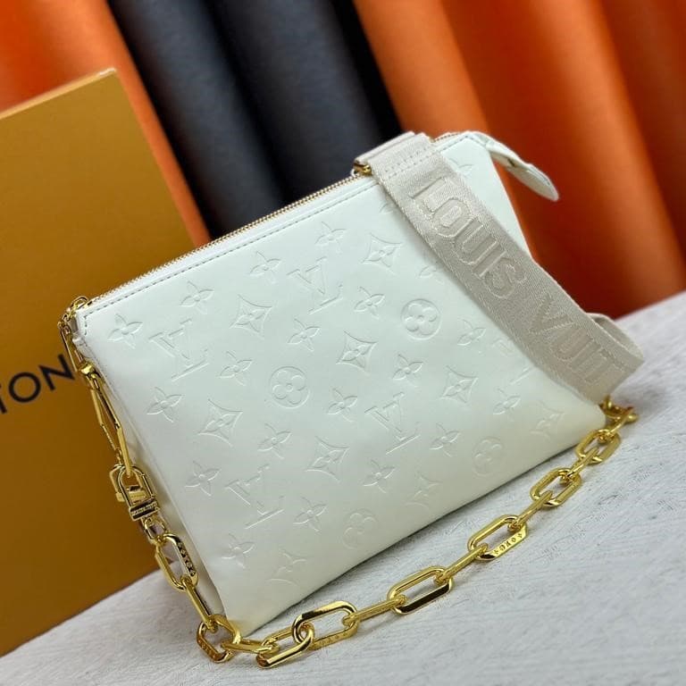 Louis Vuitton Coussin PM Monogram-Embossed Puffy Cream M57793
