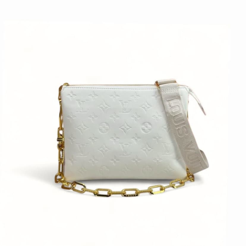 Louis Vuitton Coussin PM Monogram-Embossed Puffy Cream M57793