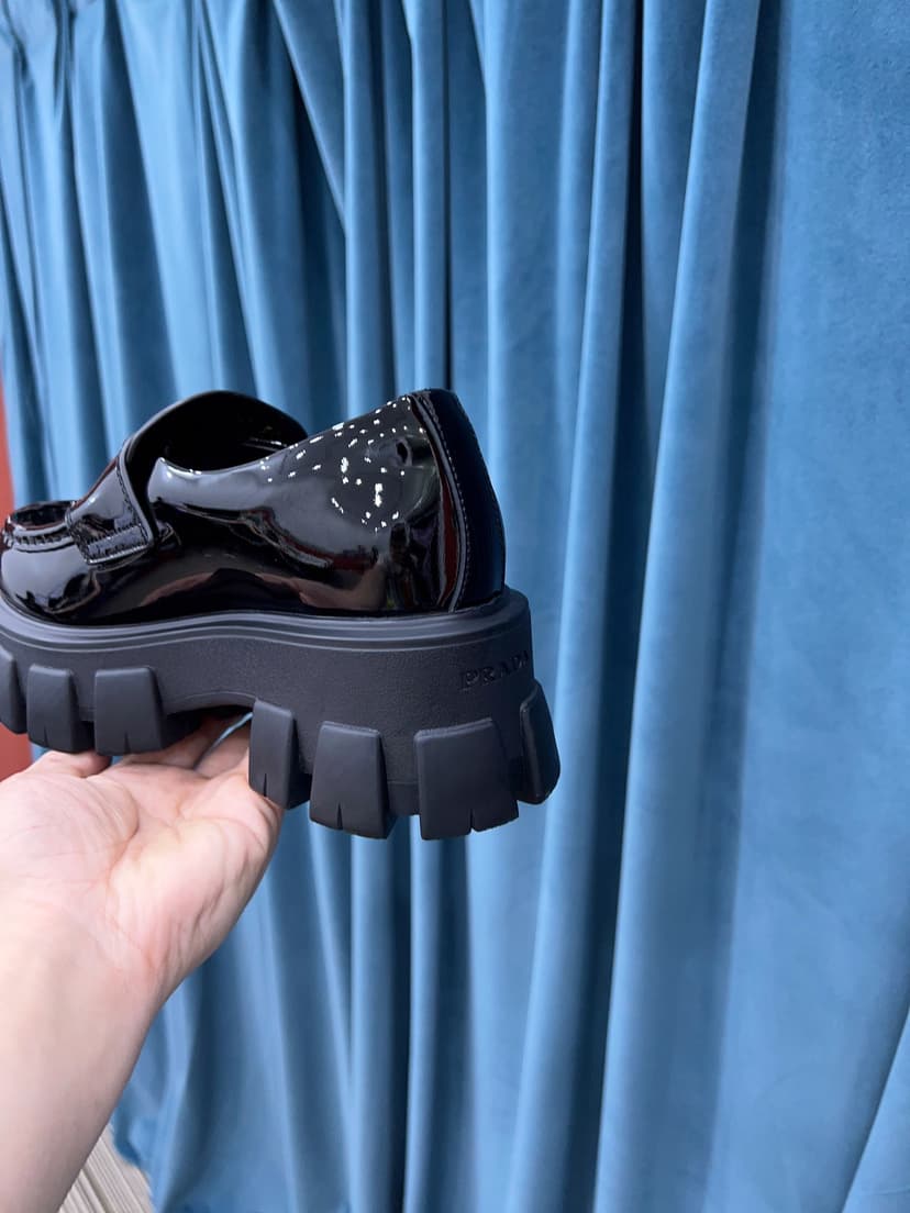 Prada Monolith Brushed Loafers Black For Women 2.4in/60mm