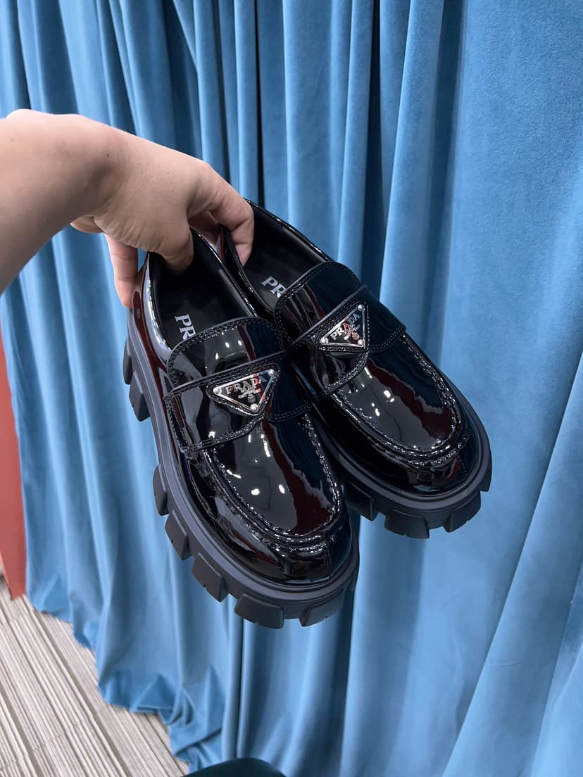 Prada Monolith Brushed Loafers Black For Women 2.4in/60mm