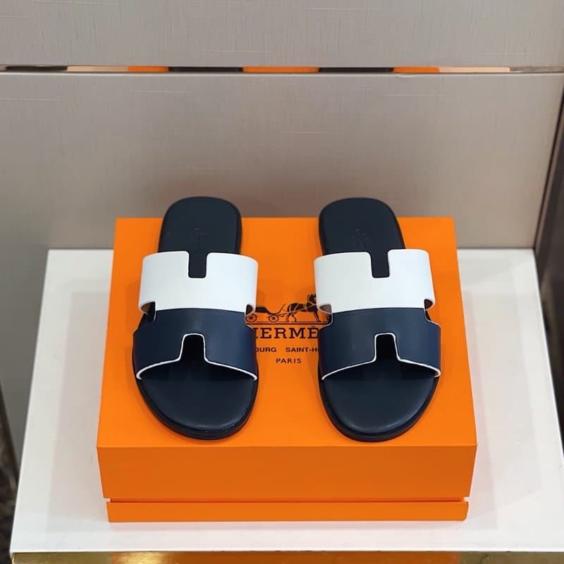 Hermes Izmir Sandal Navy Blue/White For Men