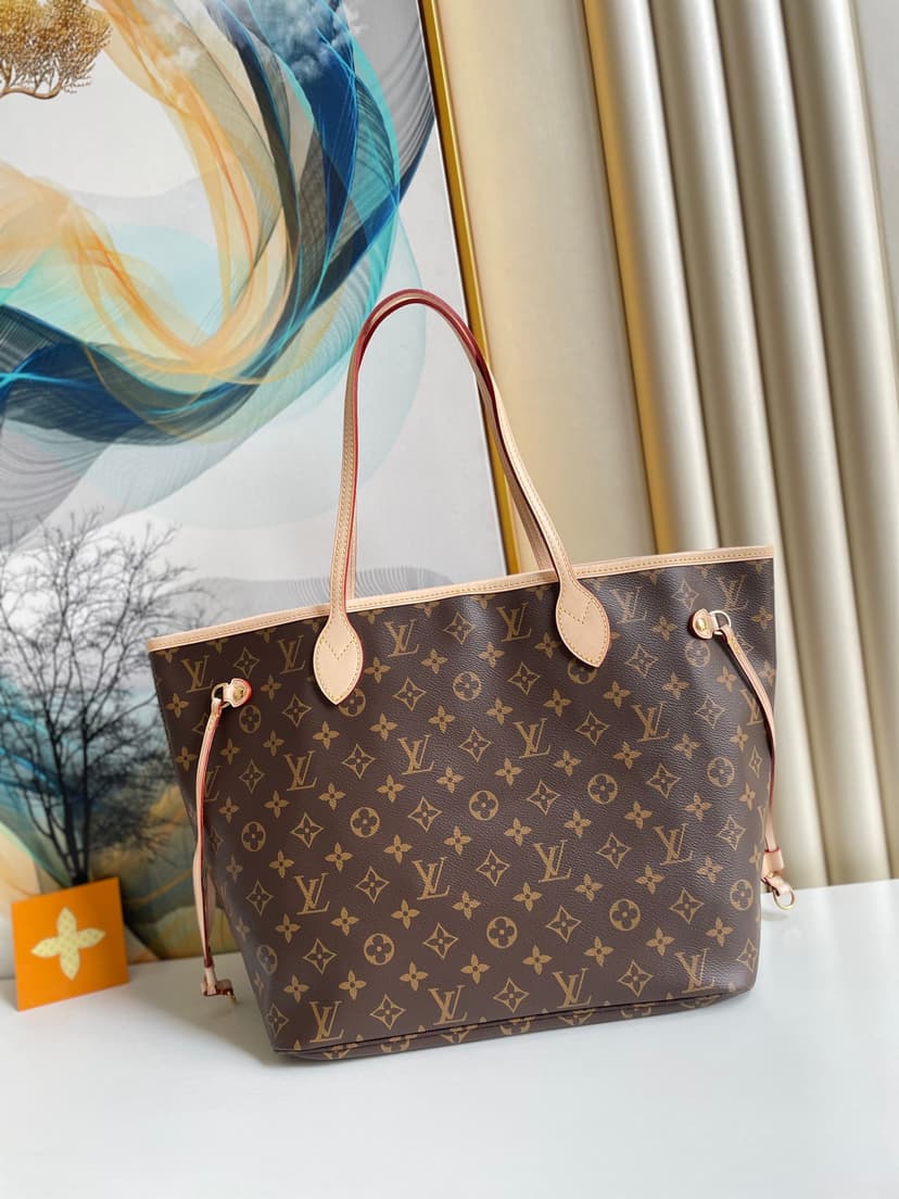 Louis Vuitton Neverfull MM Monogram Canvas Red For Women, Women's Handbags, Shoulder Bags 12.6in/31cm LV M46987