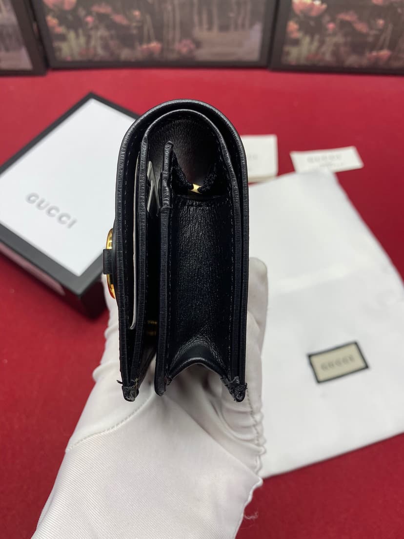 Gucci Horsebit 1955 Card Case Wallet Black Women’s Wallet 11cm/4.3in GG ‎621887 0YK0G 1000