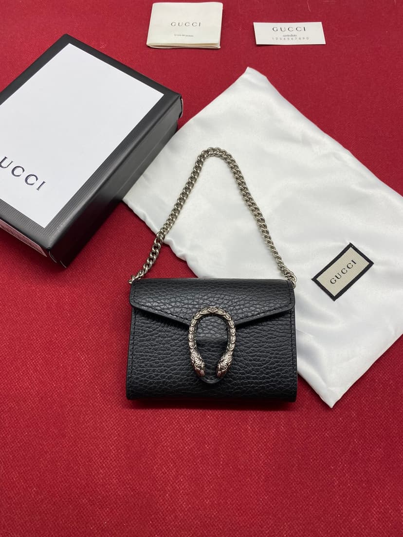Gucci Dionysus Black Chain Super Mini Bags For Women 11cm/4.3 GC