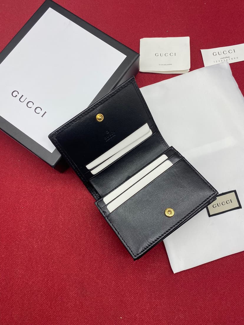 Gucci Horsebit 1955 Card Case Wallet Black Women’s Wallet 11cm/4.3in GG ‎621887 0YK0G 1000