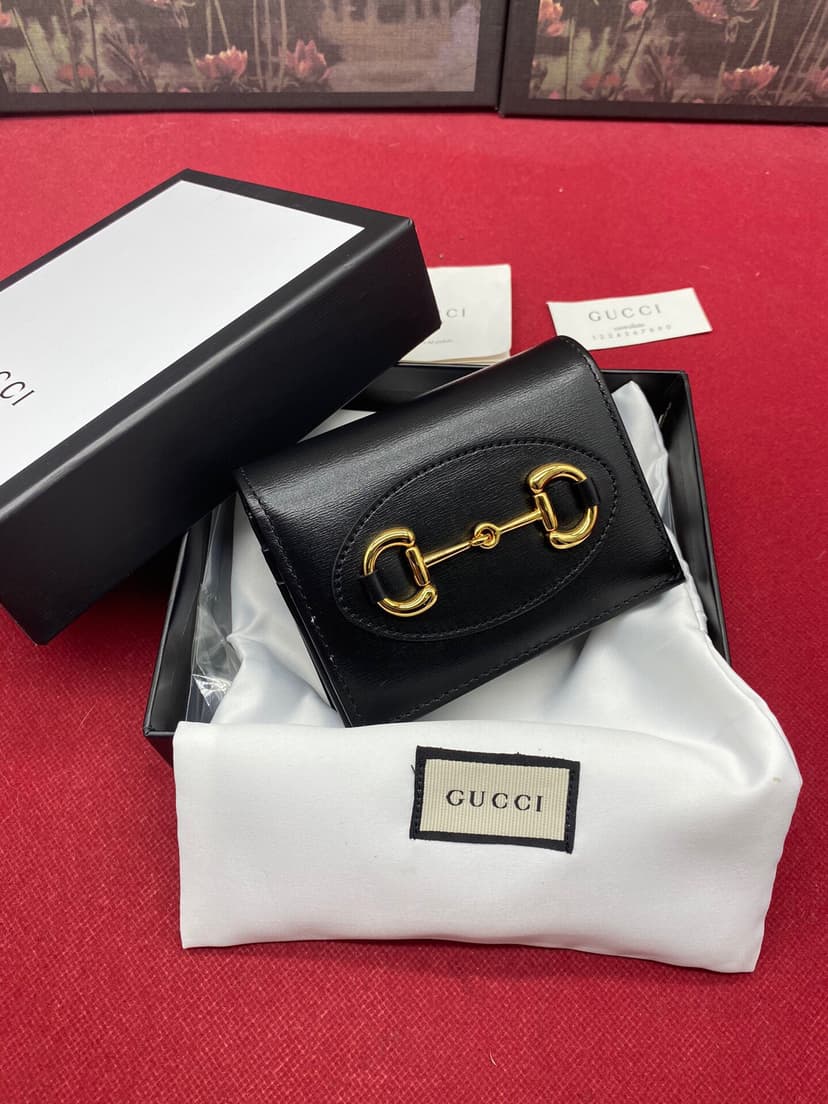 Gucci Horsebit 1955 Card Case Wallet Black Women’s Wallet 11cm/4.3in GG ‎621887 0YK0G 1000