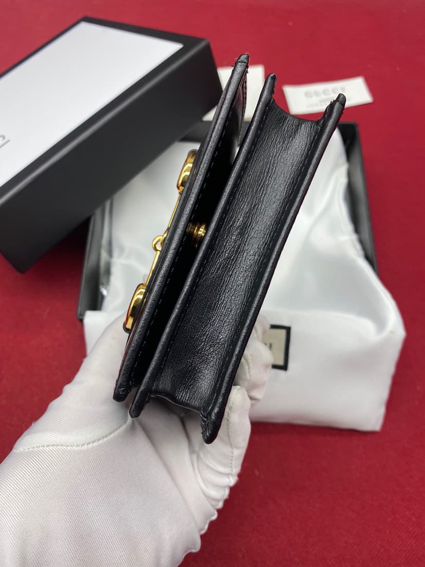 Gucci Horsebit 1955 Card Case Wallet Black Women’s Wallet 11cm/4.3in GG ‎621887 0YK0G 1000