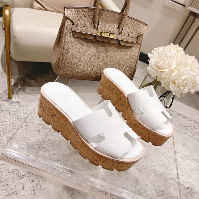 Hermes Eze 30 Sandal White For Women, Women's Shoes H221026Z 90380