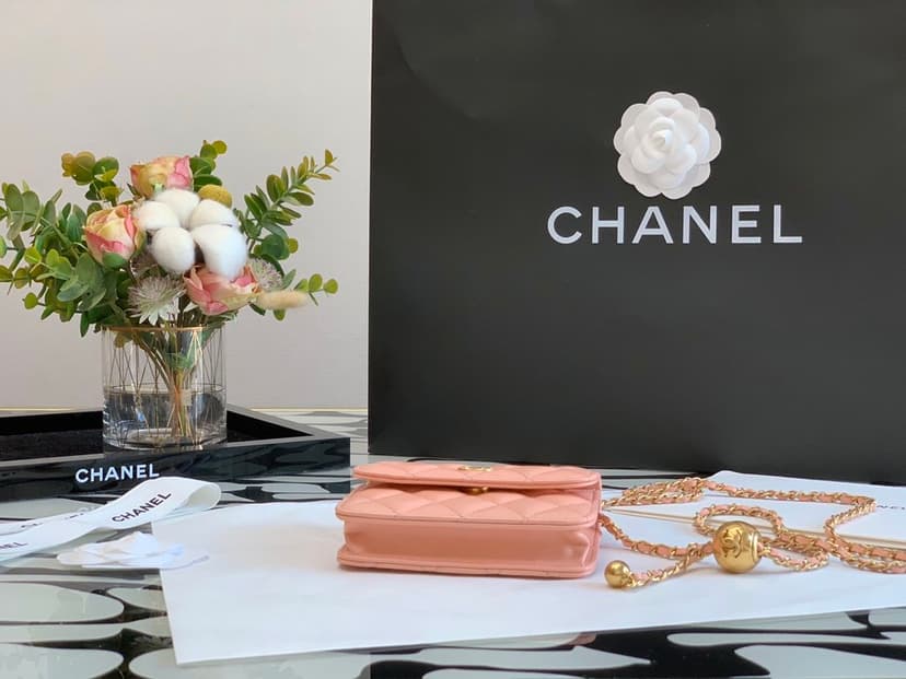 Chanel CO-CO Wallet On Chain 10cm/3.9in Gold Hardware For Women Pink