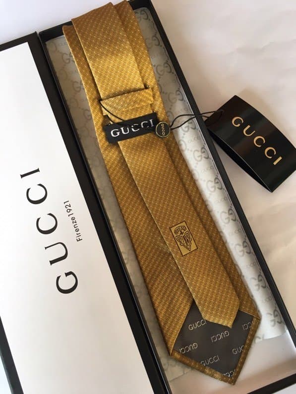 Gucci Silk Tie Yellow GG Men Tie