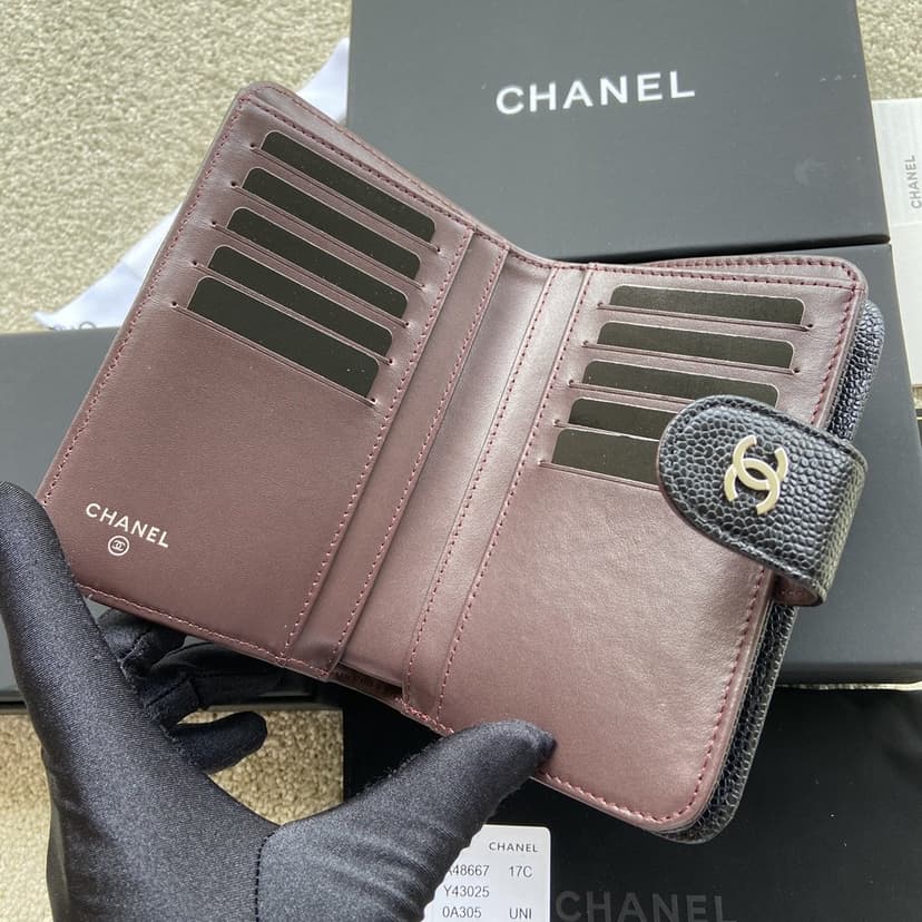 Chanel CO-CO Flap Wallet 15cm/5.9in Silver Hardware For Women Black 