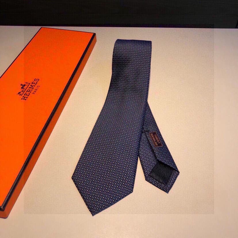 Hermes Tie 7 Faconnee New H Tie Marine Hermes Men Tie H036201T 02
