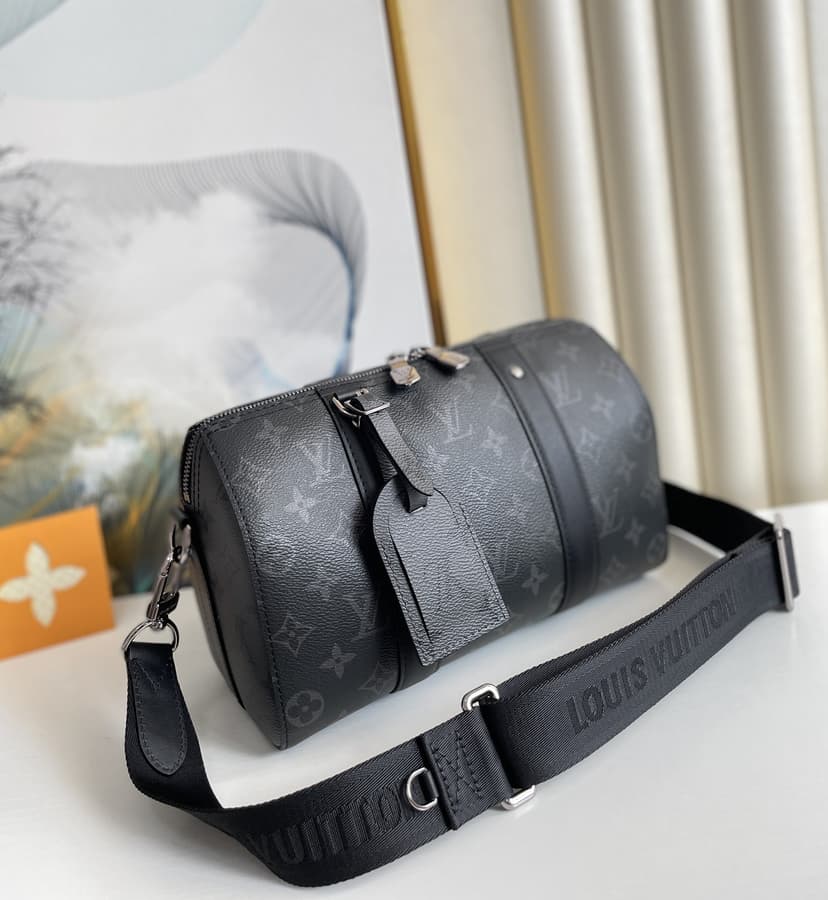 Louis Vuitton City Keepall Monogram Eclipse/Monogram Eclipse Reverse For Men, Men's Bags, Shoulder And Crossbody Bags 10.6in/27cm LV M45936