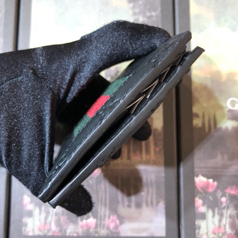 Gucci Signature Web Wallet Black Green and red Web For Men 4.5in/11cm GG 408827 CWCLN 1060