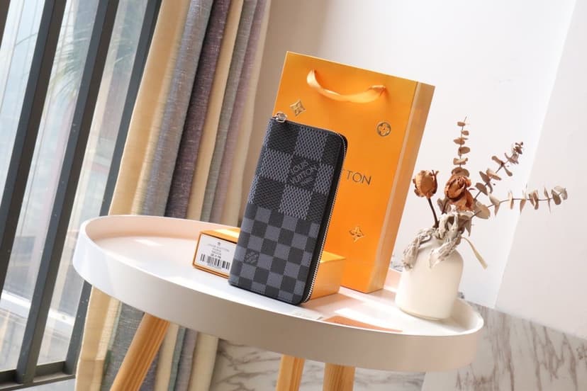 Louis Vuitton Zippy Wallet Vertical Damier Graphite For Men, Men's Wallet 7.9in/20cm LV