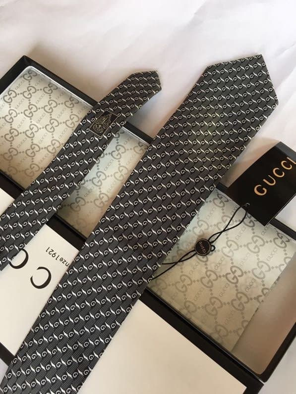 Gucci G Silk Jacquard Tie Dark Grey GG Men Tie