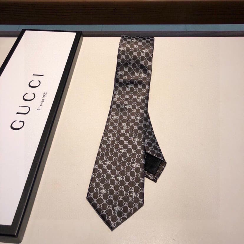 Gucci GG Bees Silk Tie Black GG Men Tie  ‎545078 4E002 1062