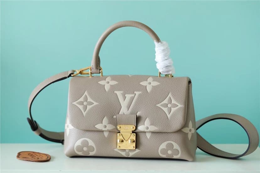 [True-to-ORIGINAL] Louis Vuitton Madeleine BB Monogram Empreinte Dove Gray/ Creme Beige Bags For Women 9.4in/24cm