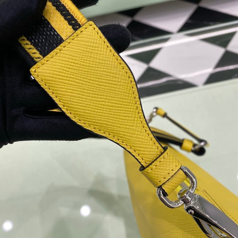 [True-to-ORIGINAL] Prada Saffiano Triangle Bag Yellow For Women, Women's Bags 11in/28cm 2VH155_2FAD_F0377_V_OOO