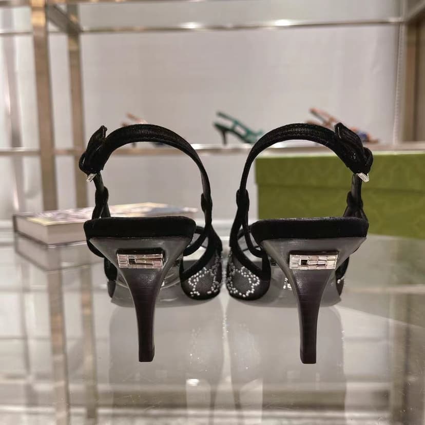 Gucci Women's GG Slingback Mid-Heel Pump Black For Women GG