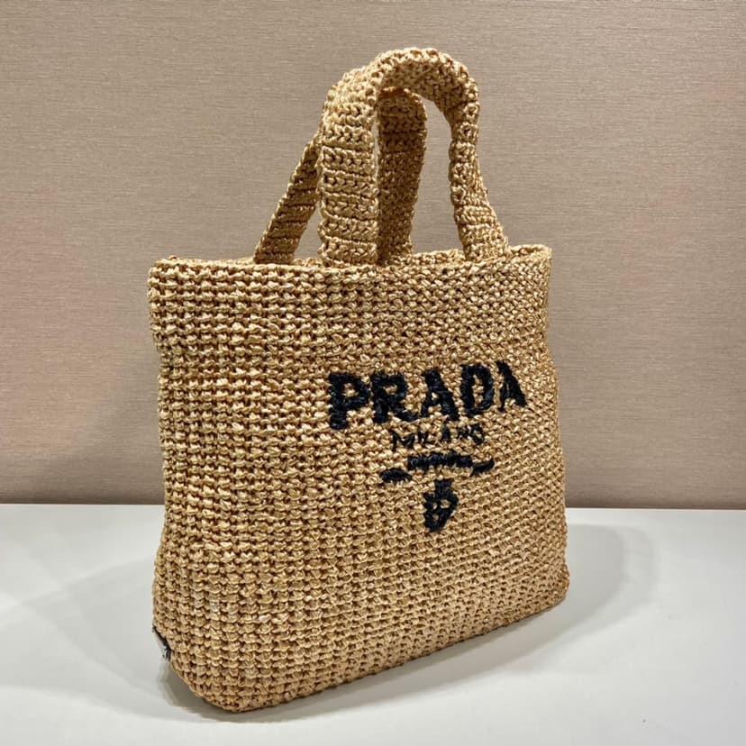 Prada Raffia Tote Bag Beige
