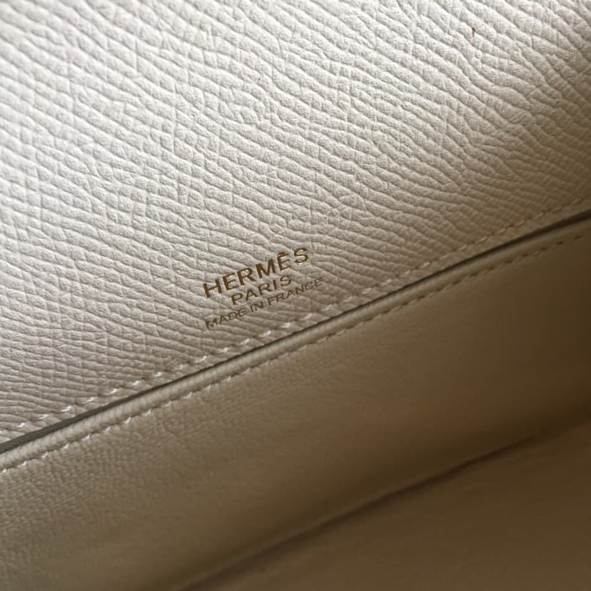 Hermes Kelly Pochettee White For Women Gold Toned Hardware 8.5in/22cm