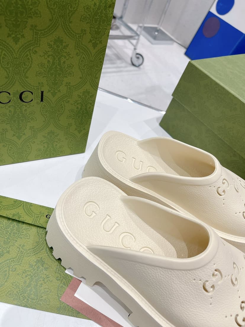 Gucci Women's Platform Perforated G Sandal White For Women GG