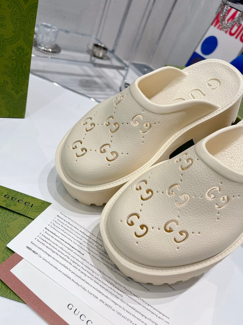 Gucci Women's Platform Perforated G Sandal White For Women GG