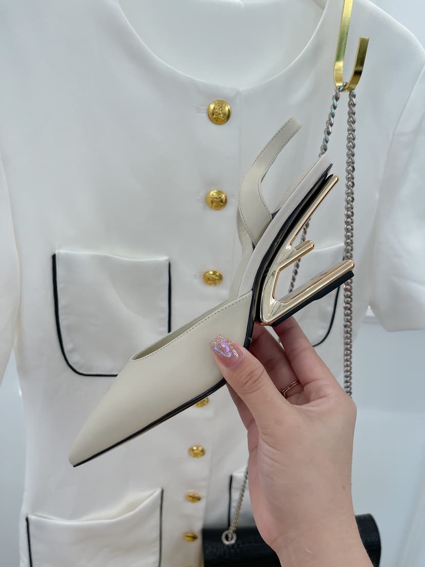 Fendi First Grey High-Heeled Slingbacks For Women