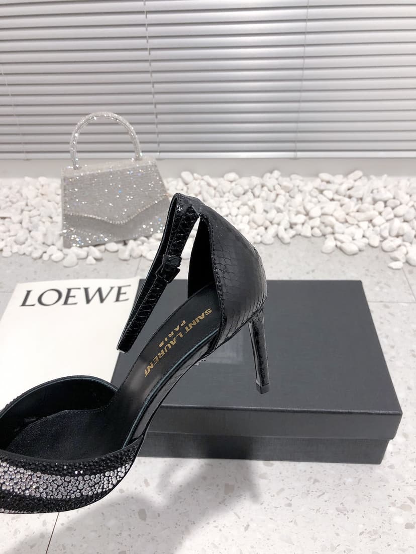 Saint Laurent Women's Glittering Rhinestone Embellished Pumps Black For Women YSL