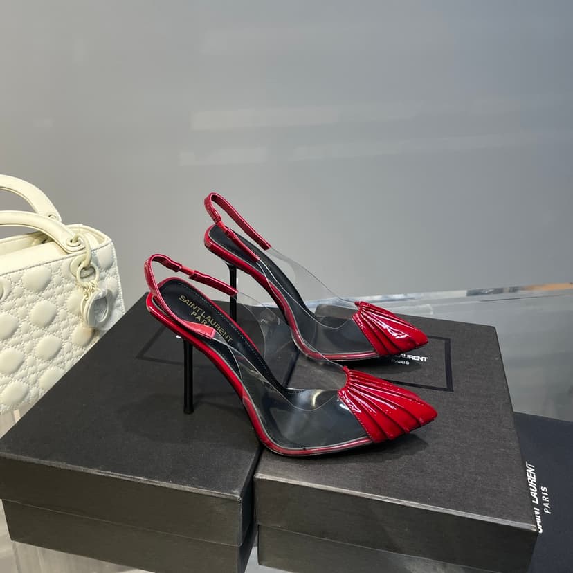 Saint Laurent Women's Chica Slingback Pumps Red For Women YSL