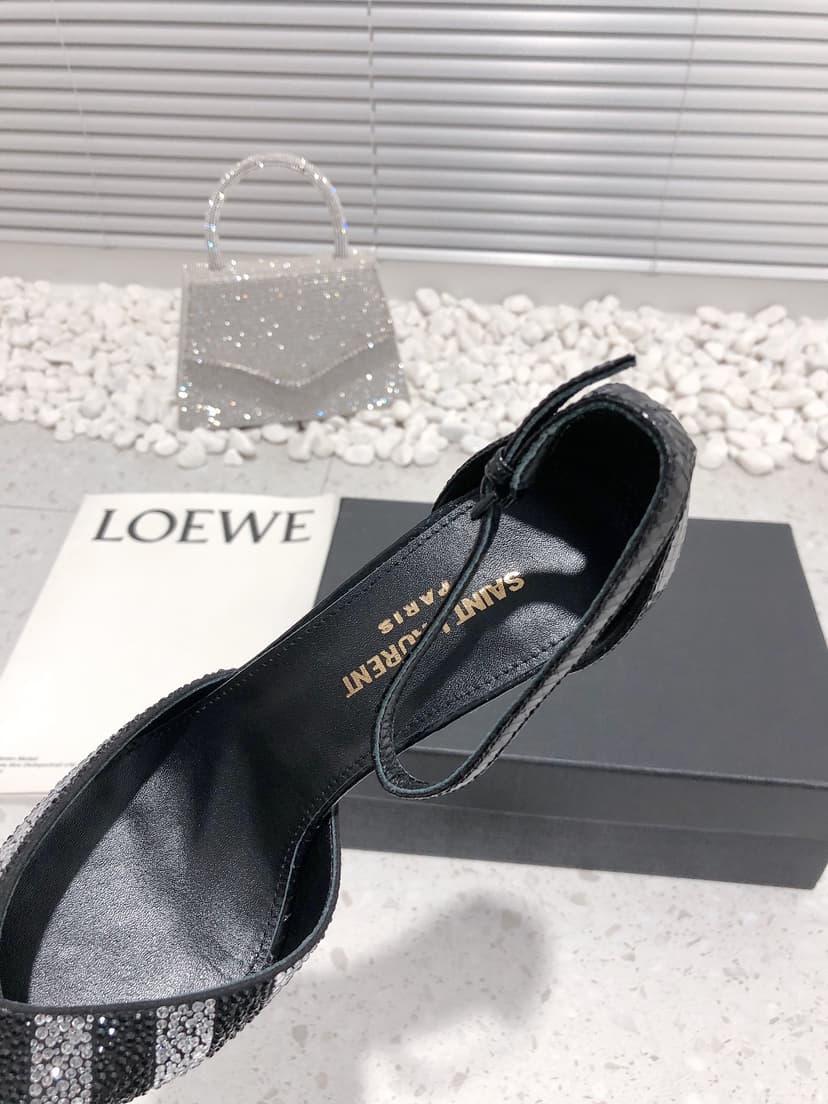 Saint Laurent Women's Glittering Rhinestone Embellished Pumps Black For Women YSL
